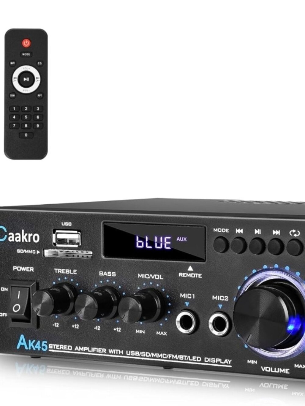 AK45 Stereo Audio Amplifier, 300W Home 2 Channel Wireless Bluetooth 5.0 Power
